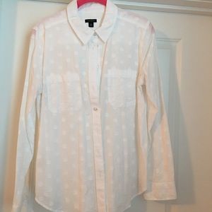 White Blouse with Textured Dots